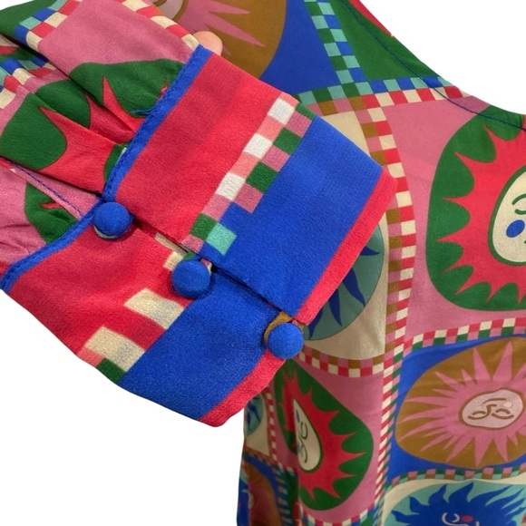 Johnny Was Lionora V-Neck Silk Swing Slip Dress Long Sleeve Sun Print NWT $378 - Picture 5 of 16